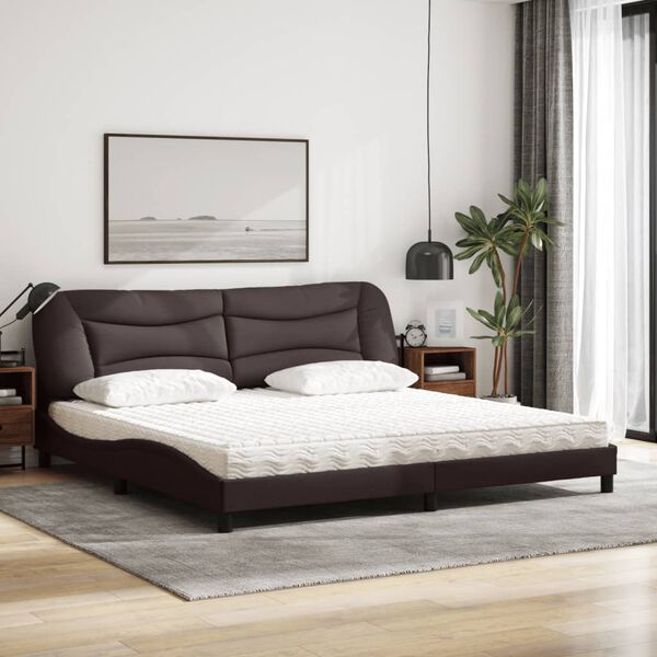 vidaXL Bett mit Matratze "Hvar" Dunkelbraun 200x200 cm Stoff