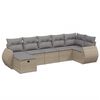 vidaXL 7-tlg. Garten-Sofagarnitur mit Kissen Beige Poly Rattan