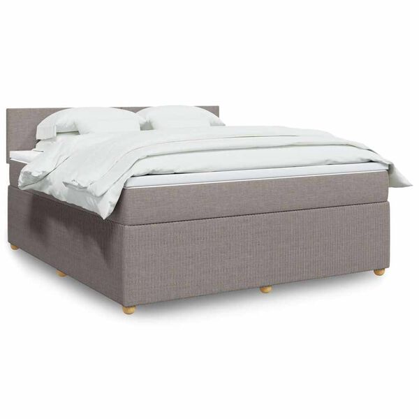 vidaXL Boxspringbett mit Matratze Taupe 180x200 cm Stoff