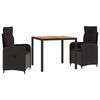 vidaXL Outdoortisch-Set 3 stk. Schwarz