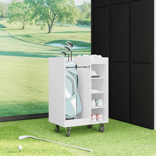 vidaXL Golf Schrank Mit Rad Uni Wei&szlig; 65 x 45 x 98 cm