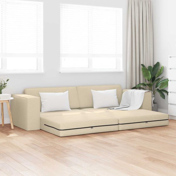 vidaXL Schlafsofa 200cm Creme Stoff