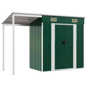 vidaXL Gartenhaus mit Schleppdach Gr&uuml;n 277x107x181 cm Stahl