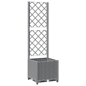 vidaXL Pflanzk&uuml;bel mit Rankgitter Hellgrau 40x40x136 cm PP