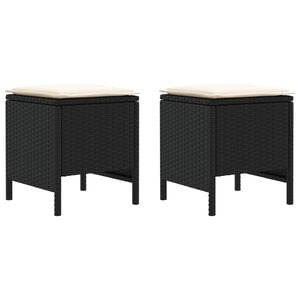 vidaXL 2 stk. Garten-Fu&szlig;hocker PE-Rattan Schwarz und Creme