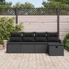 vidaXL Garten-Sofa-Set mit Kissen 5 pcs Schwarz Poly Rattan
