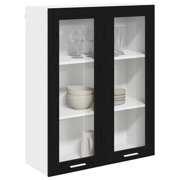vidaXL H&auml;ngeschrank mit Speicher Schwarz Eichen-Optik 80 x 31 x 100 cm