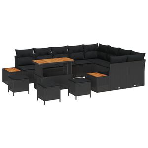 vidaXL Gartensofa-set 13 stk. 12-Sitzer Schwarz Poly Rattan