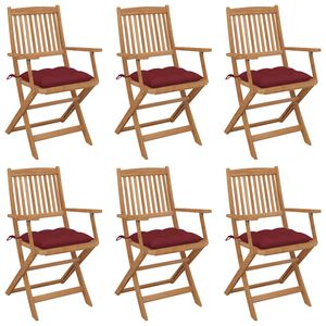 vidaXL Klappbare Gartenst&uuml;hle 6 Stk. mit Kissen Massivholz Akazie