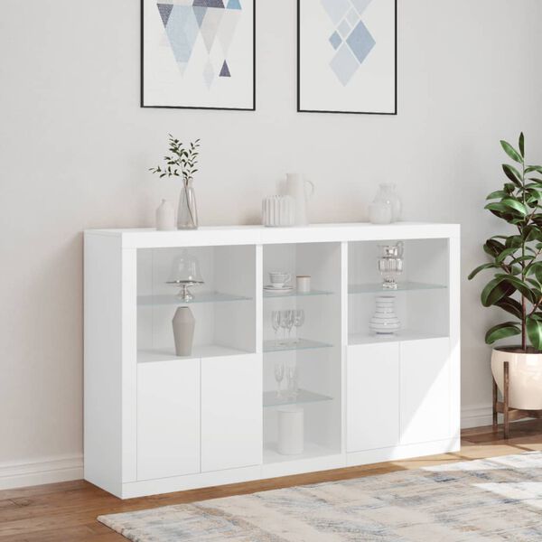 vidaXL Sideboard mit LED-Leuchten Wei&szlig; 162x37x100 cm