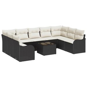 vidaXL Gartensofa-set 10 stk. Schwarz und Wei&szlig; Poly-Rattan