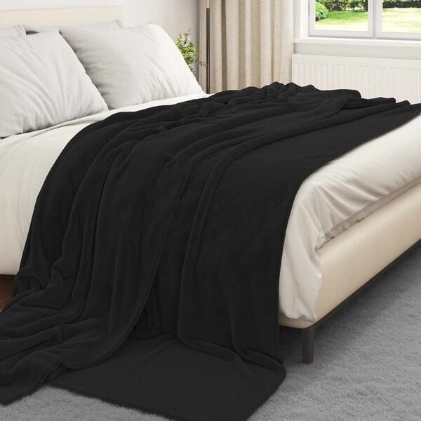 vidaXL &Uuml;berwurfdecke Schwarz 240 x 270 cm Fleece