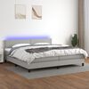 vidaXL Boxspringbett mit Matratze & LED Hellgrau 200x200 cm Stoff