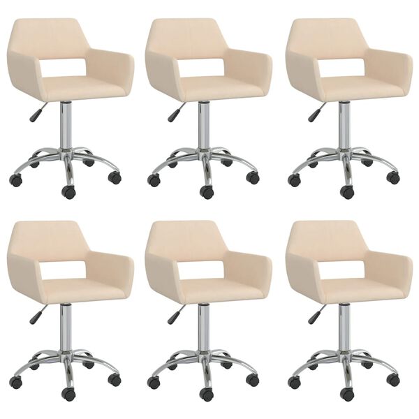 vidaXL Esszimmerst&uuml;hle 6 Stk. Drehbar Creme Stoff