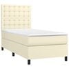 vidaXL Boxspringbett mit Matratze & LED Creme 90x200 cm Kunstleder
