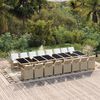vidaXL 17-tlg. Garten-Essgruppe mit Kissen Beige Poly Rattan