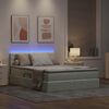 vidaXL Bett mit Stauraum und LED mit LED Hellgrau 140 x 200 cm Samt