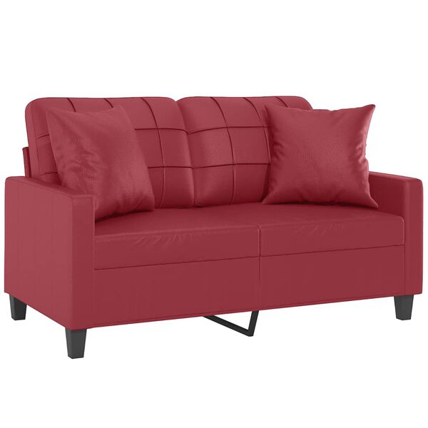 vidaXL 2-Sitzer-Sofa mit Zierkissen Weinrot 120 cm Kunstleder