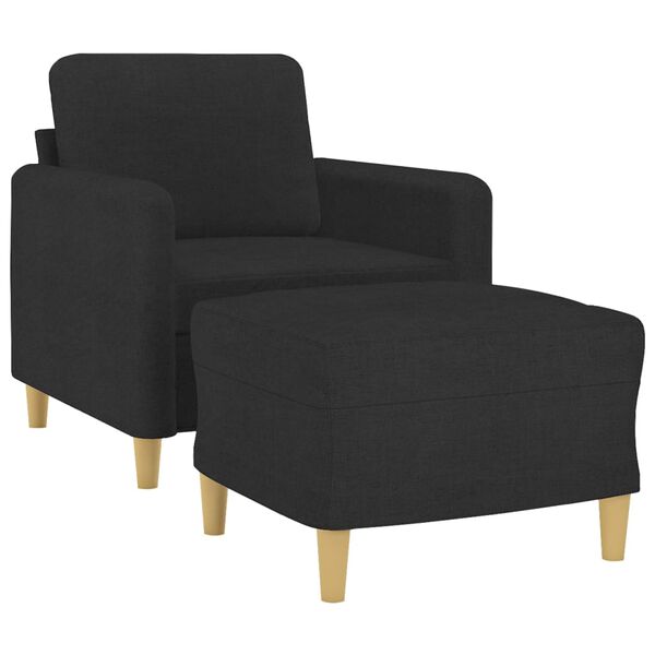 vidaXL Sessel mit Hocker Schwarz 60 cm Stoff