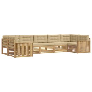 vidaXL Outdoor-Sofagarnitur 7 Stk. Wei&szlig; und Beige Massivholz Akazie