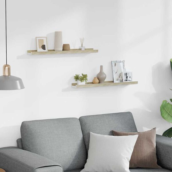 vidaXL Wandregale 2 Stk. Wei&szlig; und Sonoma-Eiche 60x9x3 cm