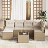 vidaXL Garten-Sofa-Set mit Kissen mit Speicher 7 pcs Beige und Creme