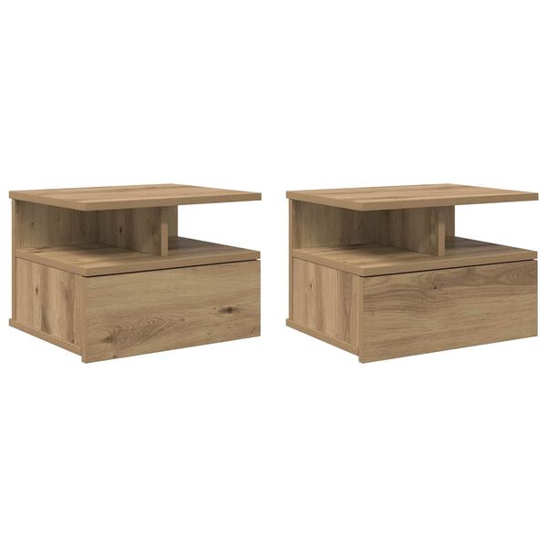 vidaXL Schwebender Nachttisch 2 pcs Artisan-Eiche 40 x 31 x 28 cm
