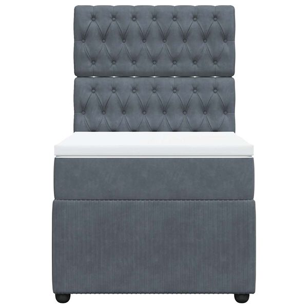 vidaXL Boxspringbett mit Matratze Dunkelgrau 100x200 cm Samt