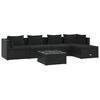 vidaXL 6-tlg. Garten-Lounge-Set mit Kissen Poly Rattan Schwarz