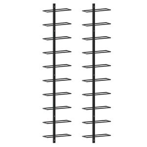 vidaXL Wand-Weinregale f&uuml;r 20 Flaschen 2 Stk. Schwarz Metall