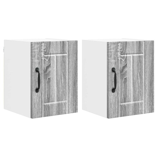 vidaXL K&uuml;chenschrank 2 pcs Graues Sonoma 30 x 31 x 40 cm Holzwerkstoff