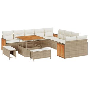 vidaXL Gartensofa-set mit Kissen 13 pcs Beige und Creme