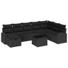 vidaXL Sofa Set mit Kissen mit Speicher 9 pcs Schwarz Poly-Rattan