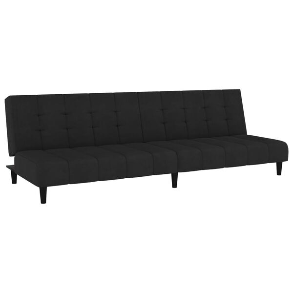 vidaXL Schlafsofa 2-Sitzer mit Hocker Schwarz Samt