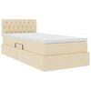 vidaXL Bett mit Stauraum und LED mit Matratze Creme 90 x 190 cm Stoff