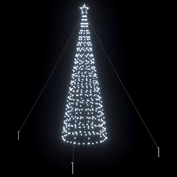 vidaXL LED Weihnachtsbaum mit Erdspie&szlig;en Kaltwei&szlig; 400 cm Eisen