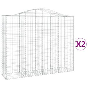 vidaXL Gabionen mit Hochbogen 2 Stk. 200x50x160/180cm Verzinktes Eisen