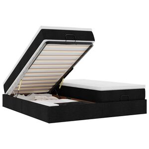 vidaXL Ottoman-Bett mit Matratzen Schwarz 180x200 cm Stoff