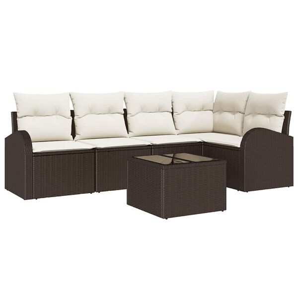 vidaXL Sofa Set mit Kissen Braun Polyester