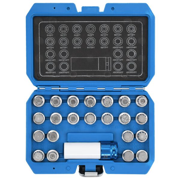 vidaXL 23-tlg. Felgenschloss-Demontagewerkzeug-Set für VAG