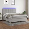 vidaXL Boxspringbett mit Matratze & LED Hellgrau 160x200 cm Stoff