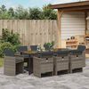 vidaXL Garten Essgruppe 9 pcs Grau Poly-Rattan