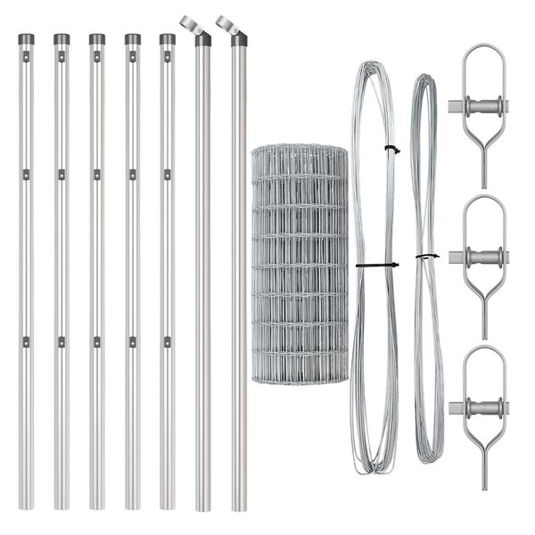 vidaXL Zaun mit Pfosten Silber 0,4 x 25 m Stahl und PVC