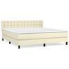 vidaXL Boxspringbett mit Matratze Creme 180x200 cm Kunstleder