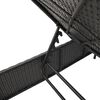 vidaXL Sonnenliege mit Tisch und Auflage Schwarz Poly-Rattan