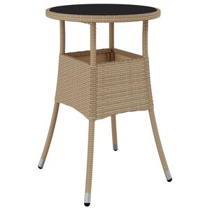 vidaXL Gartentisch &Oslash;60x75 cm Hartglas und Poly Rattan Beige