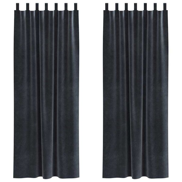 vidaXL Verdunkelungsvorh&auml;nge 2 pcs Dunkelgrau 140 x 225 cm Samt