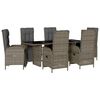 vidaXL 7-tlg. Garten-Essgruppe mit Kissen Grau Poly Rattan