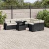 vidaXL 10-tlg. Garten-Sofagarnitur mit Kissen Schwarz Poly Rattan
