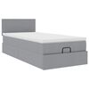 vidaXL Ottoman-Bett mit Matratze & LEDs Hellgrau 100x200 cm Stoff